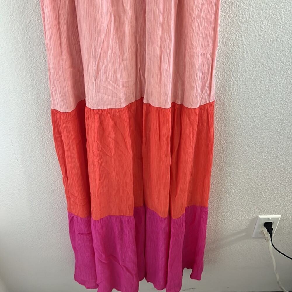 Flying Tomato Colorblock Pink Orange Feminine Long Dress Boho Medium - Picture 4 of 8